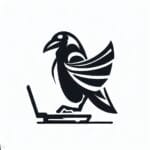Logo for nixcrow.com created with Bing Image Creator featuring penguin from linux and crow as a bird